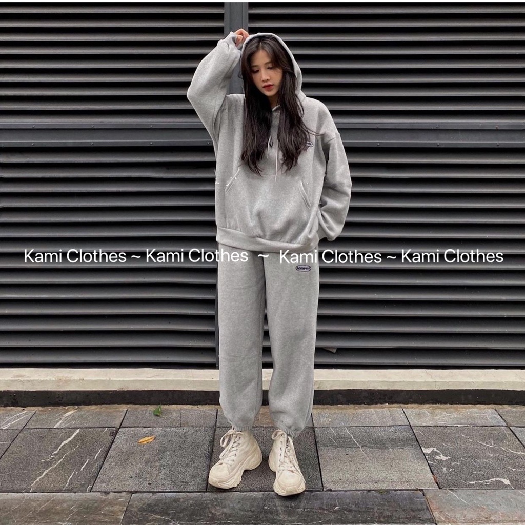 Set bộ nỉ gồm áo và quần dài phong cách Hàn Quốc - KAMI Clothes