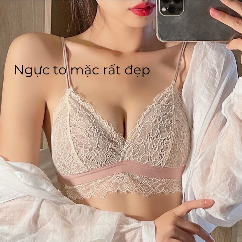 Áo lót nữ đệm mỏng, áo ngực ren mút liền thông hơi BRA34 BRABOX