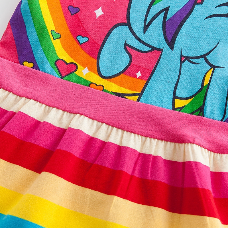 Đầm Luckycandy ngắn tay in hình chú ngựa Pony hoạt hình dễ thương cho bé gái