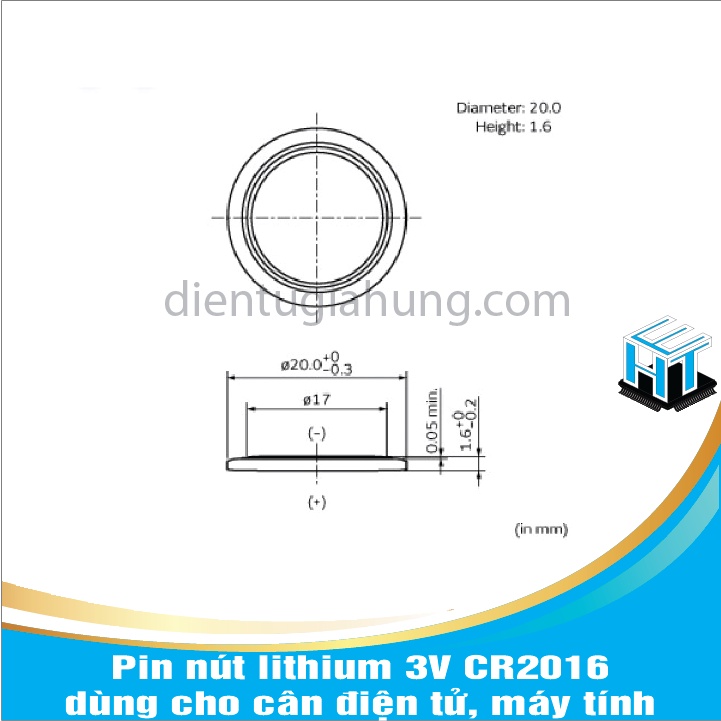 Pin nút lithium 3V dùng cho cân điện tử, máy tính CR2016