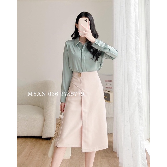 Chân váy vạt lệch màu be Myan