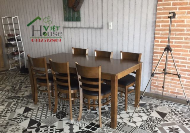 (Freeship nt HCM, Dĩ An, Biên Hoà) Bộ bàn ăn 6 ghế màu gỗ TN | BigBuy360 - bigbuy360.vn