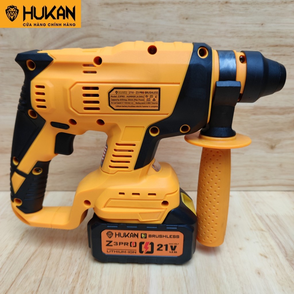 Máy khoan bê tông pin HUKAN Z3 PRO 21V không chổi than 3 chức năng