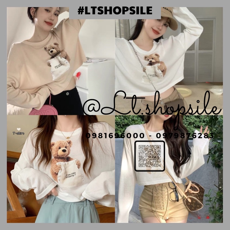 Áo len giấy hình chú gấu dài tay, chiếc áo gây bão mạng hot hit