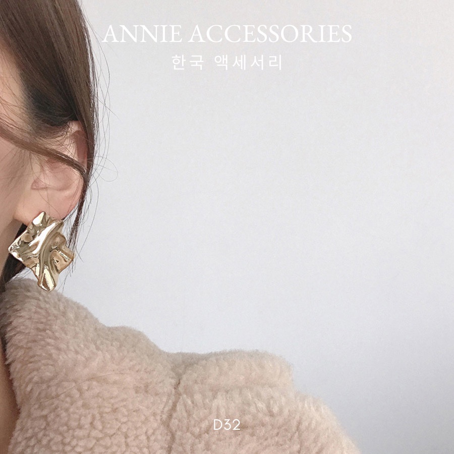 Bông tai hình vuông mạ vàng phong cách cá tính ANNIE - D32