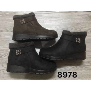 Bốt nỉ cổ lông  gót bệt