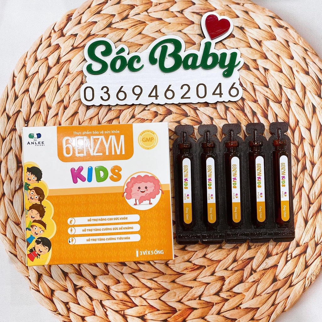 6 ENZYM KIDS giúp bé ăn ngon, tăng đề kháng hộp 15 ống * 10ml - SÓC BABY