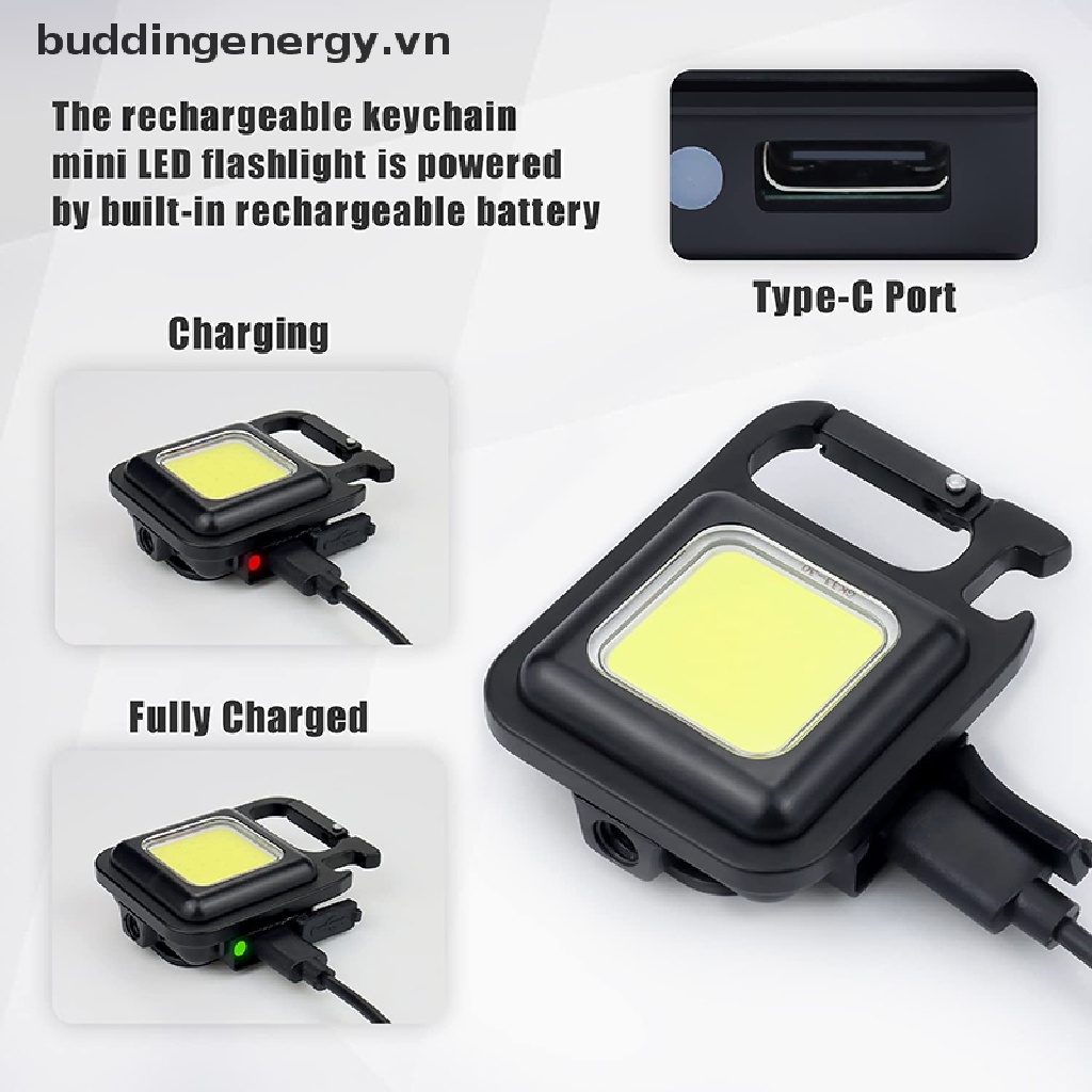 {BUDDI} Móc Khóa Đèn Pin LED USB Nhỏ Gọn Dùng Khi Đi Cắm Trại Ngoài Trời {BUDDI}