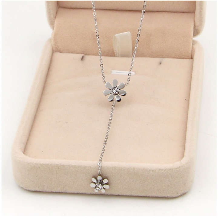 Dây Chuyền Hoa Cúc Titan Ko Đen Cao Cấp TT 2134