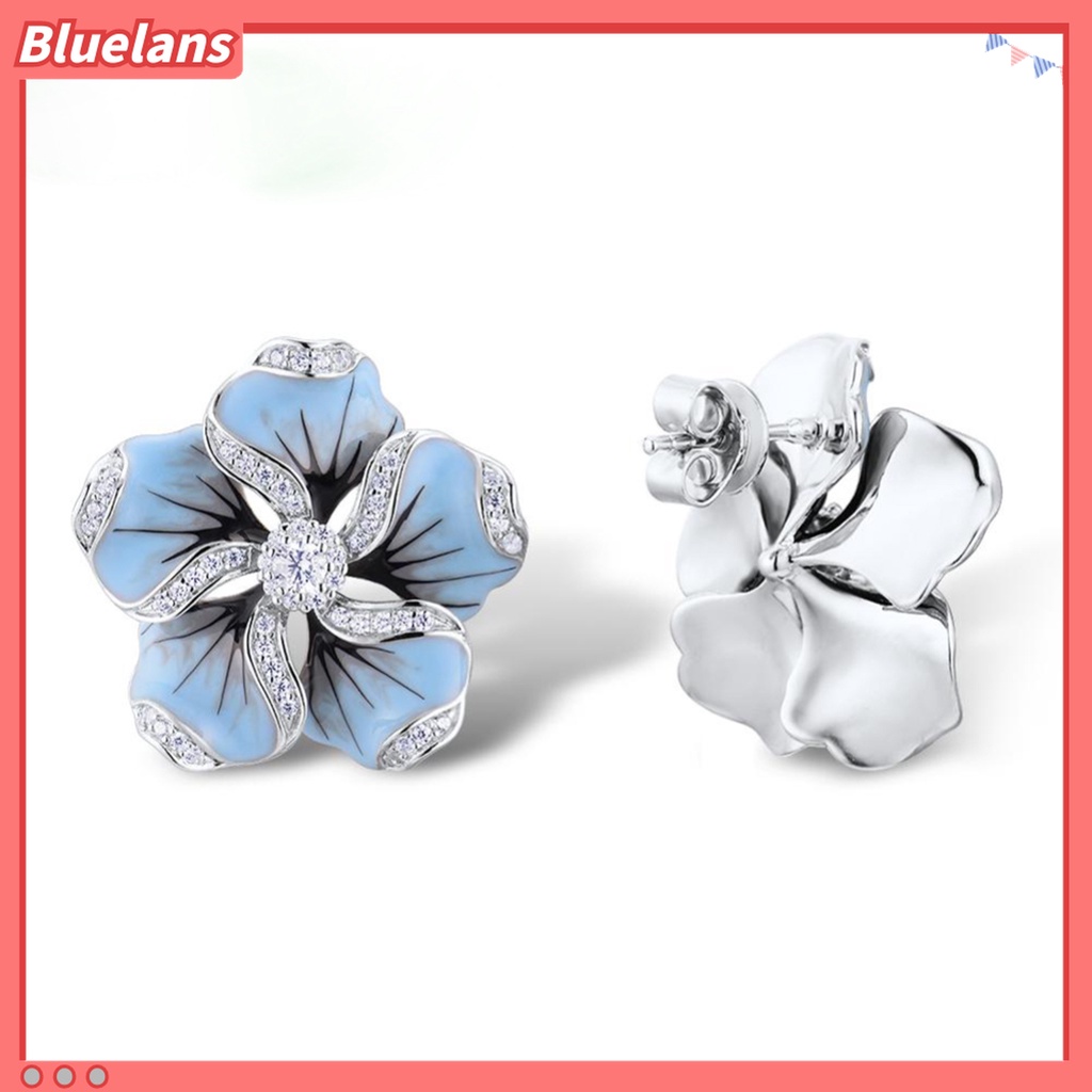 Bông Tai 48h Hình Hoa Bằng Hợp Kim Không Gây Dị Ứng Đính Đá Zircon