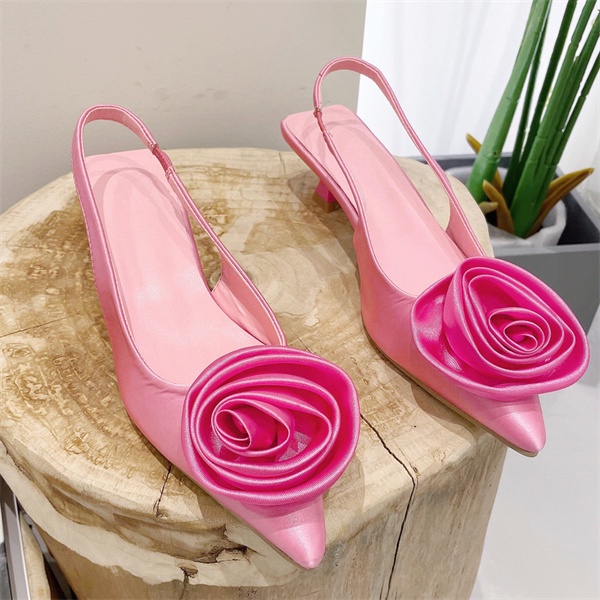 Giày Cao Gót Da Mũi Nhọn Họa Tiết Hoa Hồng 1.18 Inches Thời Trang Cho Nữ (Size 35-41)