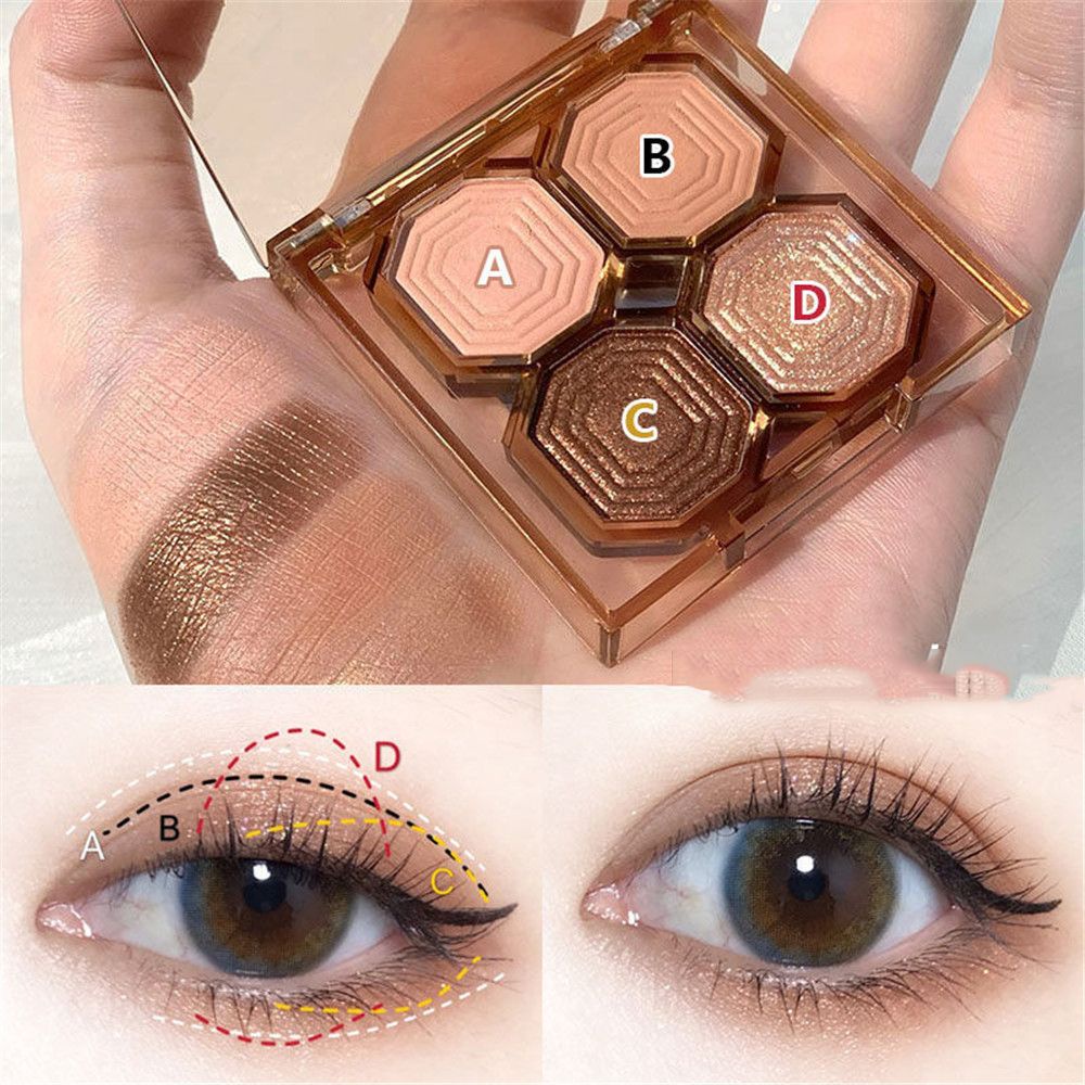 [Hàng mới về] Bảng Phấn Mắt 4 Màu Tông Lì Ánh Nhũ Chống Nước Lâu Trôi