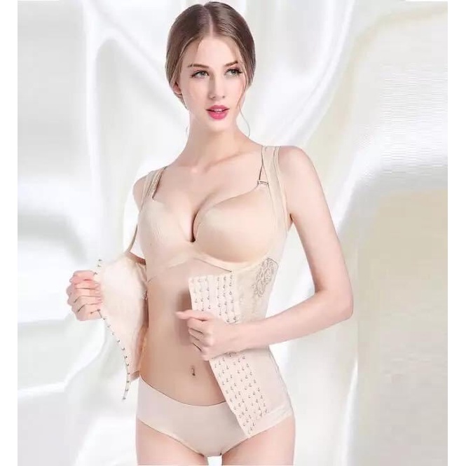 Áo Gen Nịt Giảm Mỡ Bụng 6 Hàng Nấc Cài Sau Sinh Hàng Cao Cấp Tạo Vòng Eo Thon Gọn