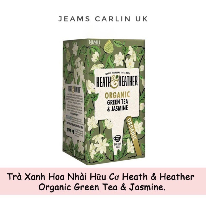 Trà Xanh Hoa Nhài Hữu Cơ Heath & Heather Organic Green Tea & Jasmine Nhập Từ Anh