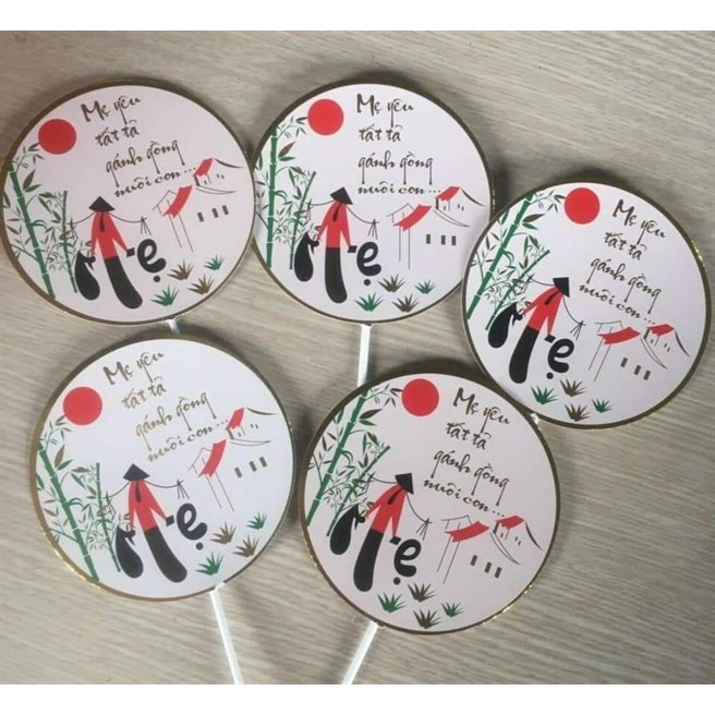 Set Cắm mẹ bảng tròn Phụ Kiện Trang Trí Bánh