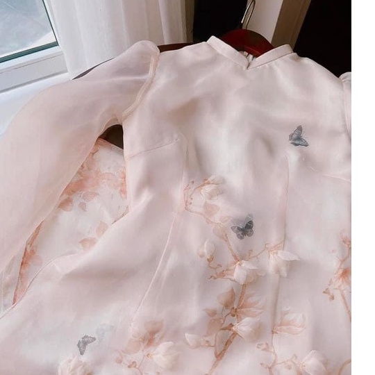 Áo Dài , Áo Dài Cách Tân Thiết Kế Cổ Tàu Đính Hoa HOT trend 2022