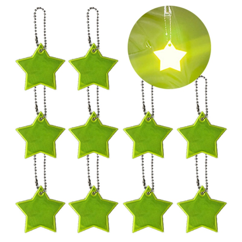 KING 10 Pcs Child Safety Reflectors Keyring Reflective Stars Safe Reflector Keychains