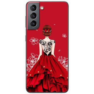 Ốp lưng Samsung Galaxy S21, S21 Plus, S21 Ultra in hình Cô gái váy đỏ áo đen