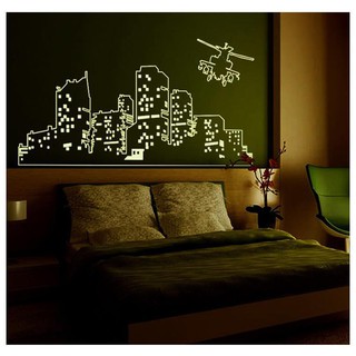 Decal dán tường dạ quang City phát sáng trong đêm