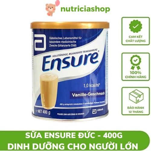 Sữa Ensure Đức 400g  thích hợp cho người lớn người ăn uống kém đặc biệt cho người bệnh cần phục hồi nhanh
