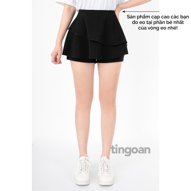 Quần váy cạp cao bèo 2 tầng chống nhăn đen tầng tingoan HAZE SKORT/BL