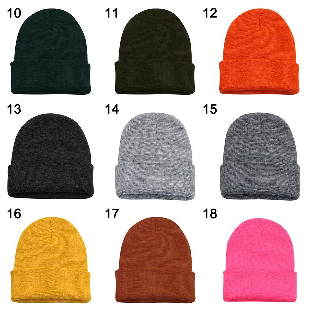Mũ Beanie Dệt Kim Màu Trơn Dễ Thương 18 Màu Lựa Chọn