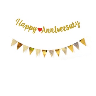 Dây treo kỉ niệm ngày cưới ( Happy Anniversary) có kèm tim đỏ