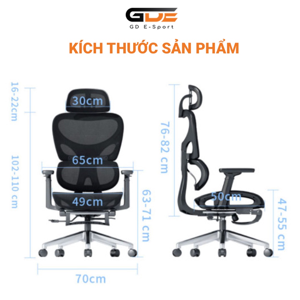 [Mã BMBAU300 giảm 10% đơn 499K] Ghế Xoay Gaming, Ghế Công Thái Học GD Esport Moldel K80G Chất Liệu Đệm Lưới Thoáng Khí