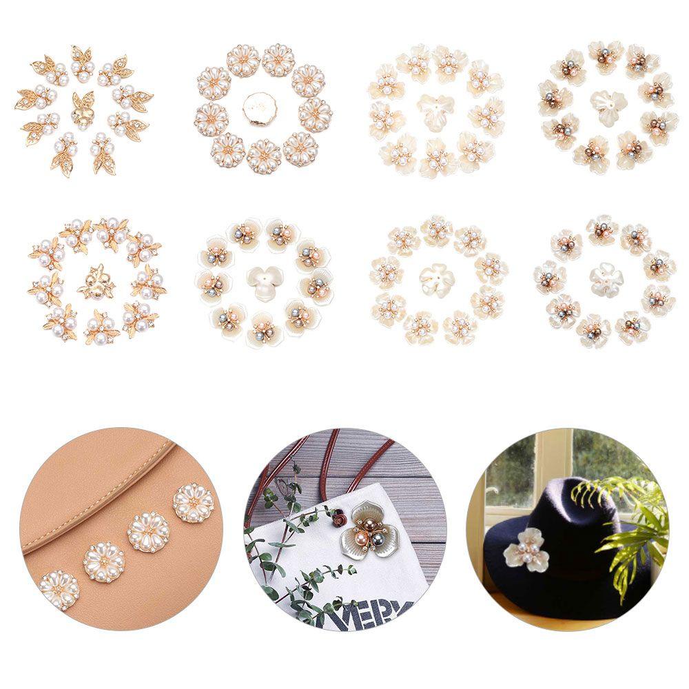 Set 10 Nút DIY Chuyên Dụng Cho Làm Nón Thủ Công|Kẹp Tóc Ngọc Trai Giả Thời Trang