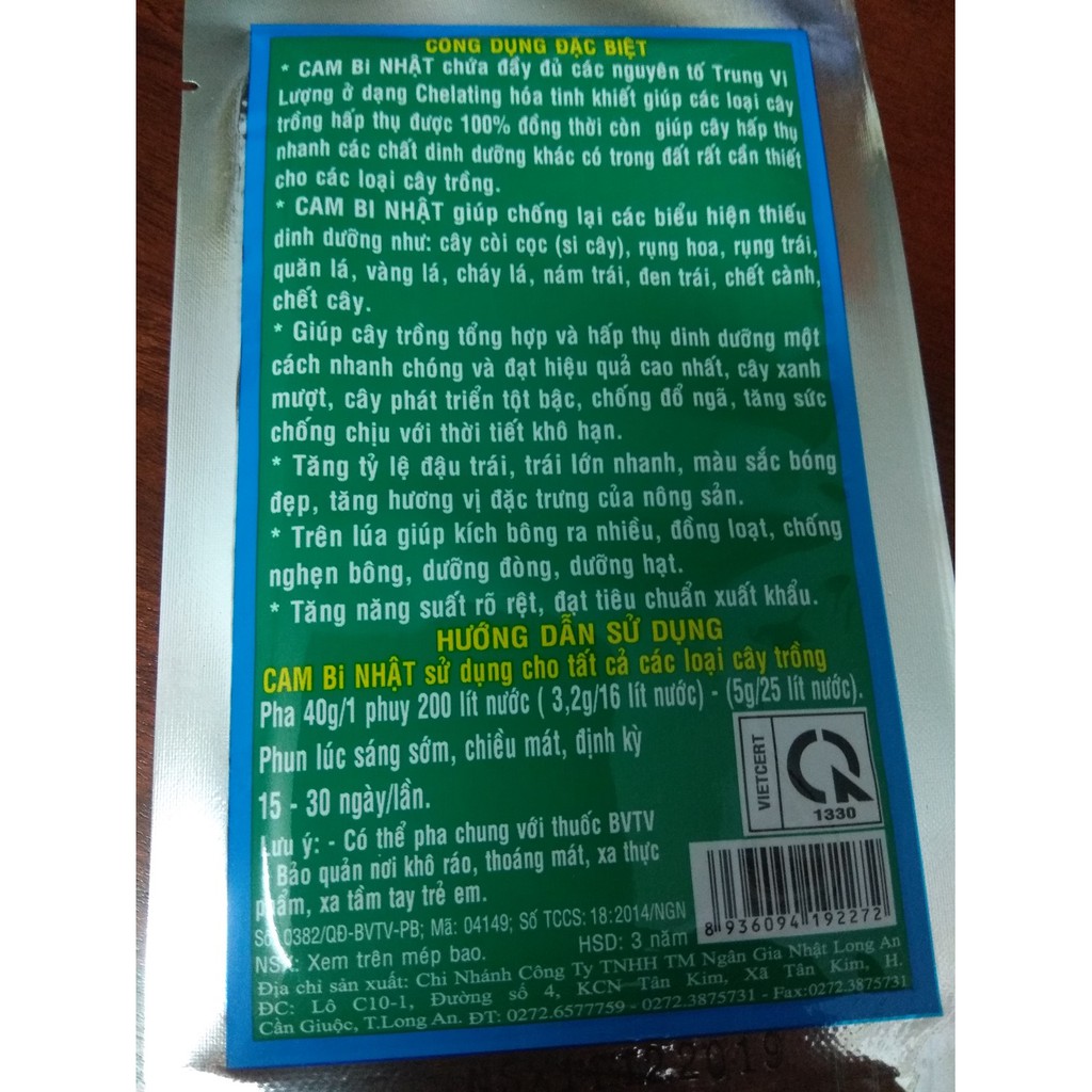 Phân bón lá trung vi lượng CAMBi Nhật tăng trưởng bổ dưỡng cho cây trồng - gói 40 gram