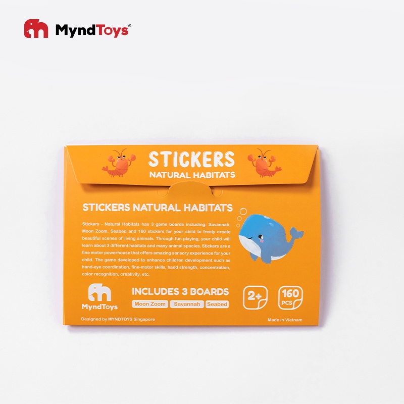 Stickers bóc dán MyndToys an toàn thông minh Natural Habitats chủ đề động vật cho bé từ 2 tuổi Gau Corner