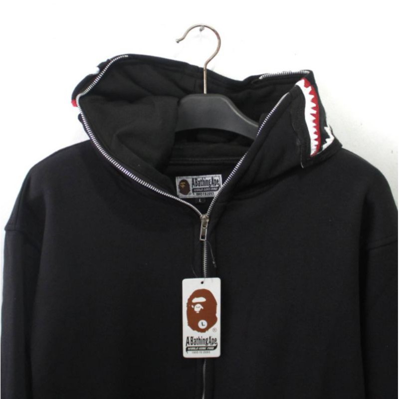 Bape Áo Khoác Hoodie Phối Khóa Kéo In Hình Cá Mập Độc Đáo