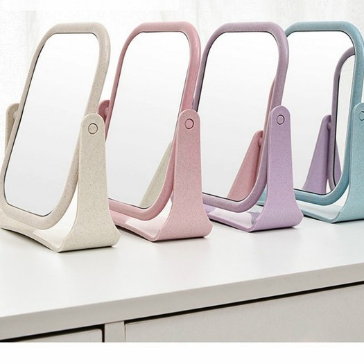 (Bán Buôn Sỉ) Gương Trang Điểm Để Bàn Vuông Trơn Gấp Gọn Xoay 360 độ Tiện Lợi Phong Cách Hàn Quốc Kích Thước 15*18cm