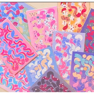 Hình dán, miếng dán, sticker ruy băng lấp lánh