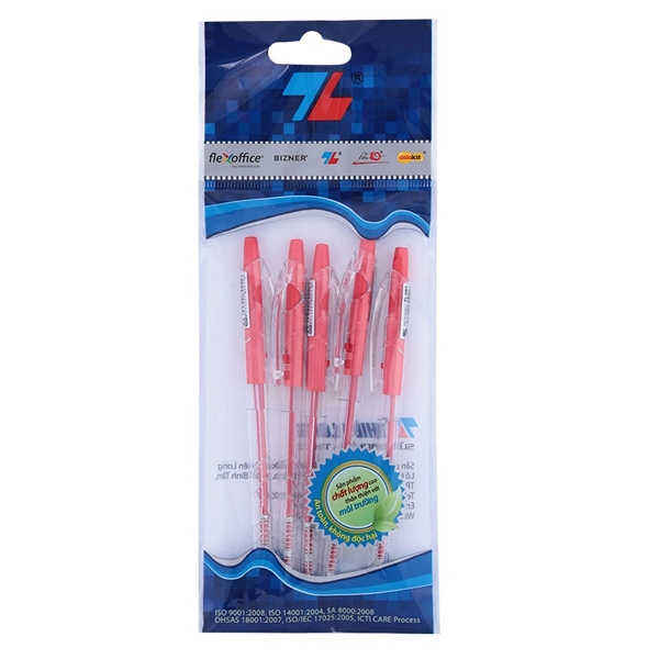 Vỉ 5 Bút Bi 0.5 mm Thiên Long TL-097 - Mực Đỏ