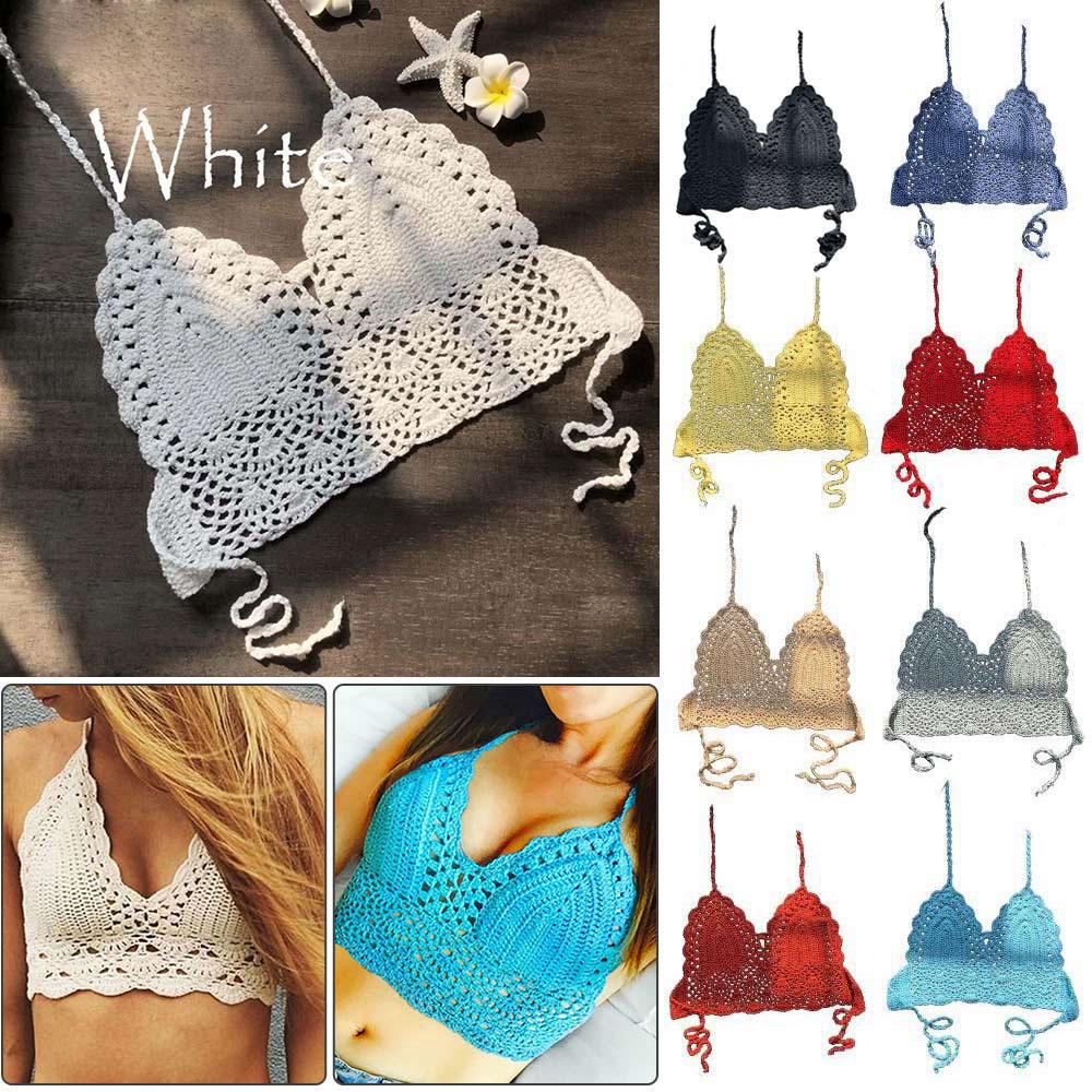 Áo Bra Dệt Kim Cổ Yếm Quyến Rũ Thời Trang Đi Biển Cho Nữ