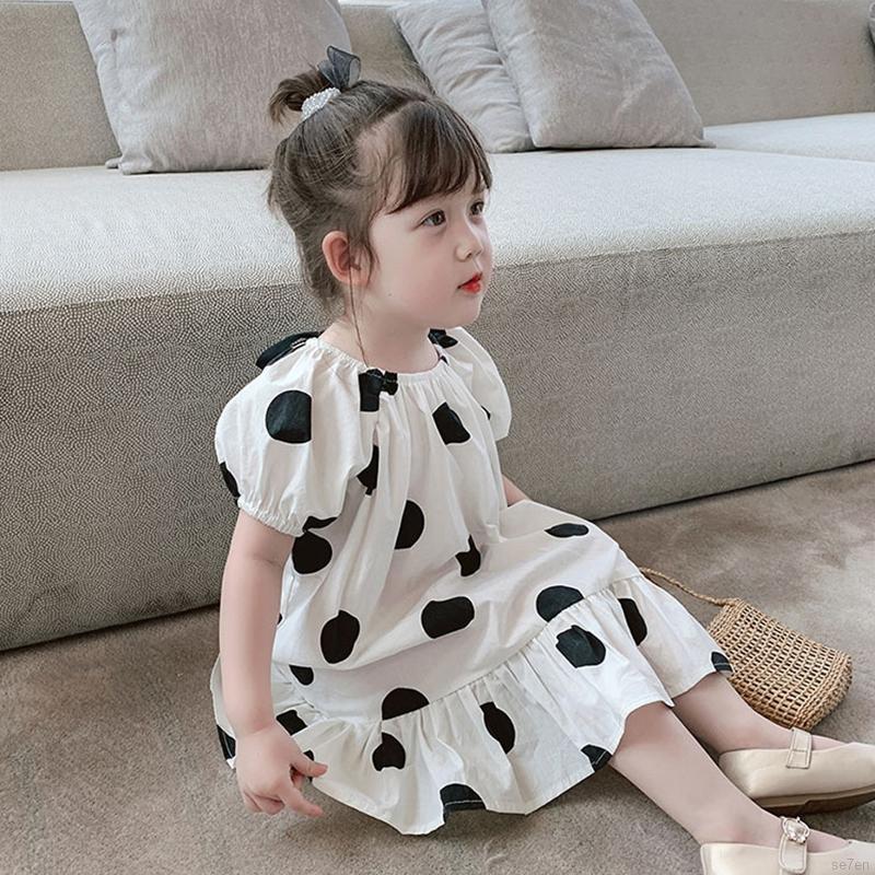Đầm công chúa họa tiết chấm bi mùa hè đáng yêu cho bé gái 1-7 tuổi