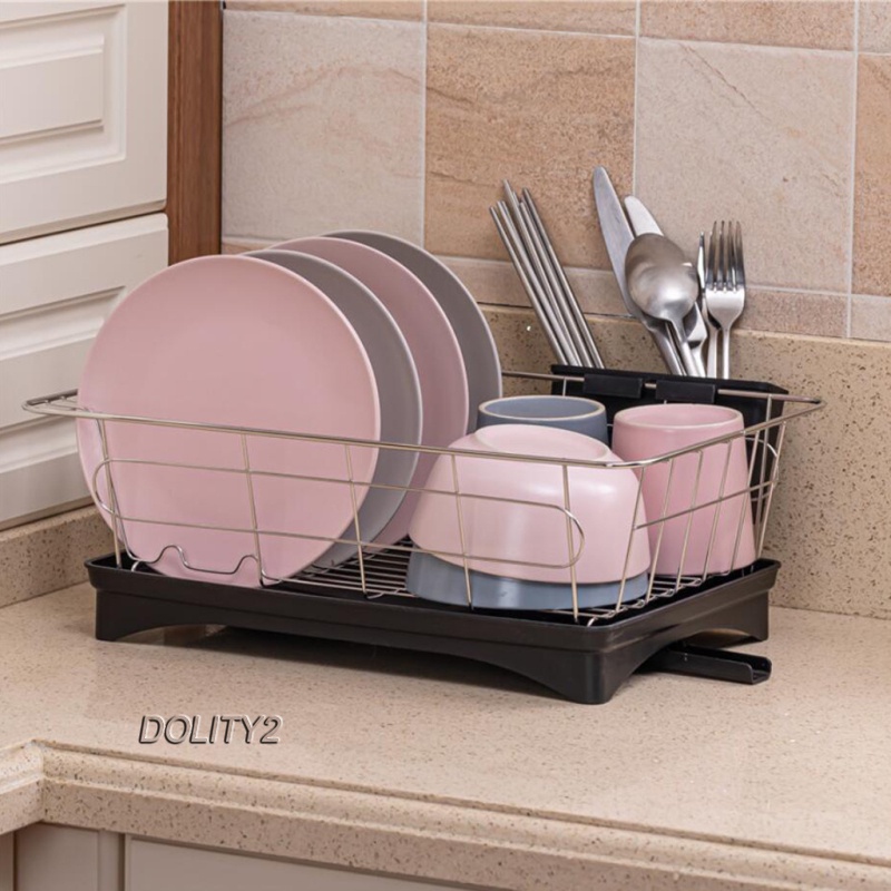 Dish Rack Stainless Steel Drainer Kitchen Cutlery Storage Space Saver