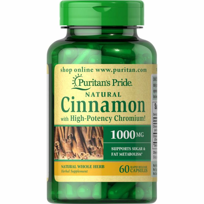 Viên hỗ trợ tiểu đường,  giảm lượng đường trong máu Cinnamon của Puritan's Pride, cinsulin với D3 của Trunature