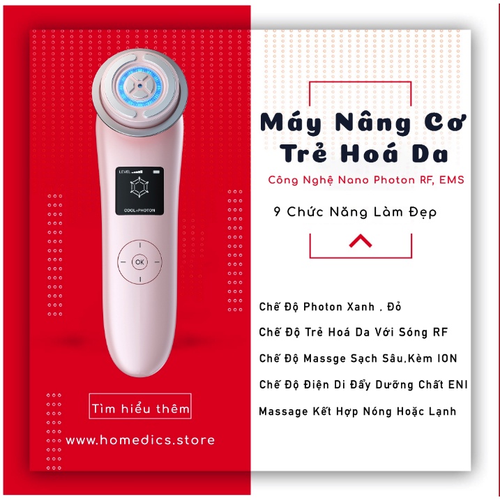 Máy nâng cơ trẻ hoá da 9 in 1 công nghệ Nano Photon RF, EMS , Sóng siêu âm NanoTime F82E HTBeauty