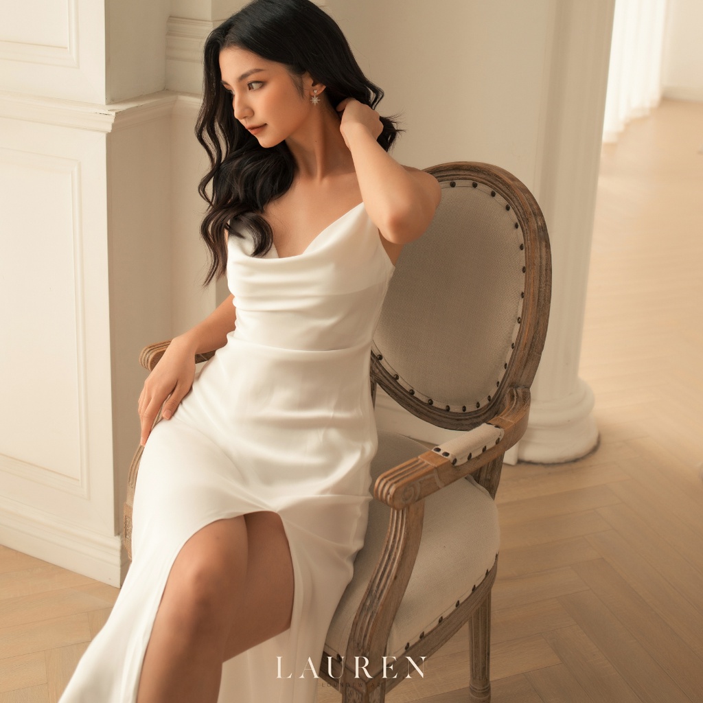Váy lụa hai dây xẻ Camisole Dress by Lauren loungewear