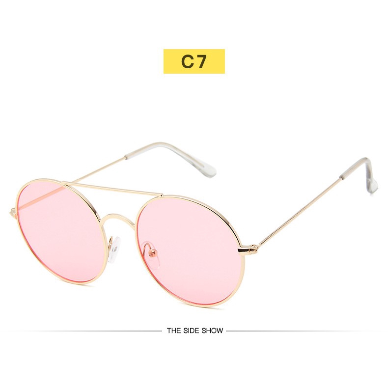 Kính mát gọng kim loại dạng tròn kiểu phi công mới dành cho nữ