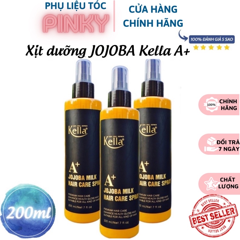 Xịt dưỡng tóc cao cấp Kella Jojoba Milk A+ 200ml giảm khô xơ và làm mềm tóc