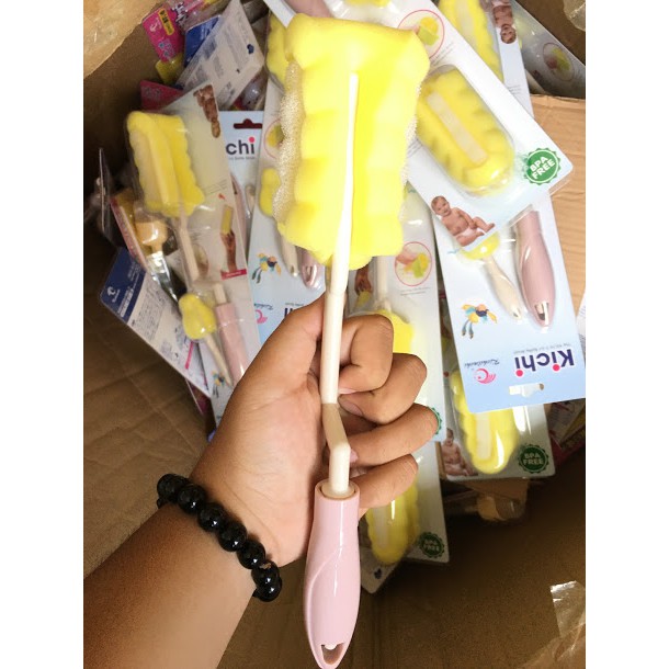 [Chính hãng] Dụng cụ vệ sinh bình sữa bộ cọ bình gồm 2 cây rửa bình sữa và núm ti xốp an toàn