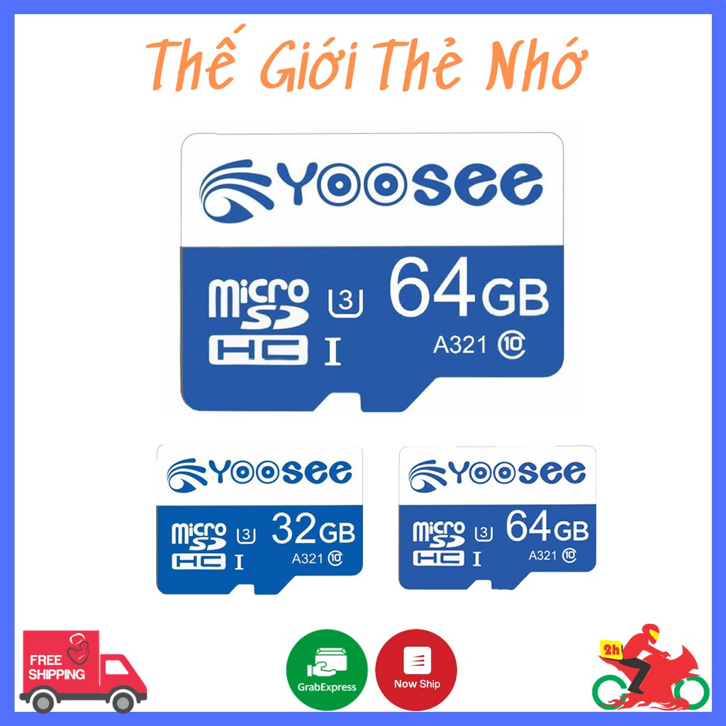 Thẻ nhớ Yoosee 32GB /64GB Class 10 hỗ trợ quay video 4K chuyện dụng cho Camera IP wifi, Smartphone, loa đài | BH 5 Năm