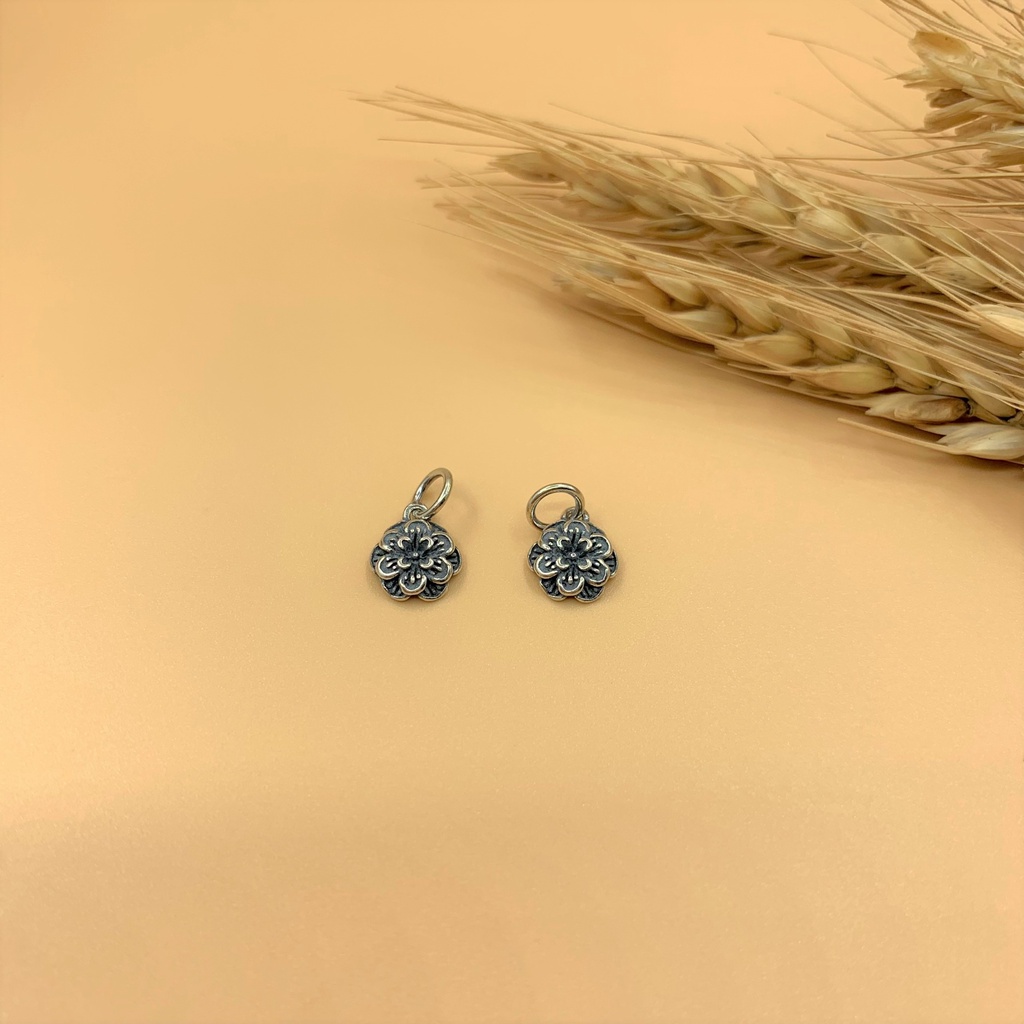 Charm móc treo hoa 3 tầng bạc cổ - Charm Bạc 925 - Mã CA640