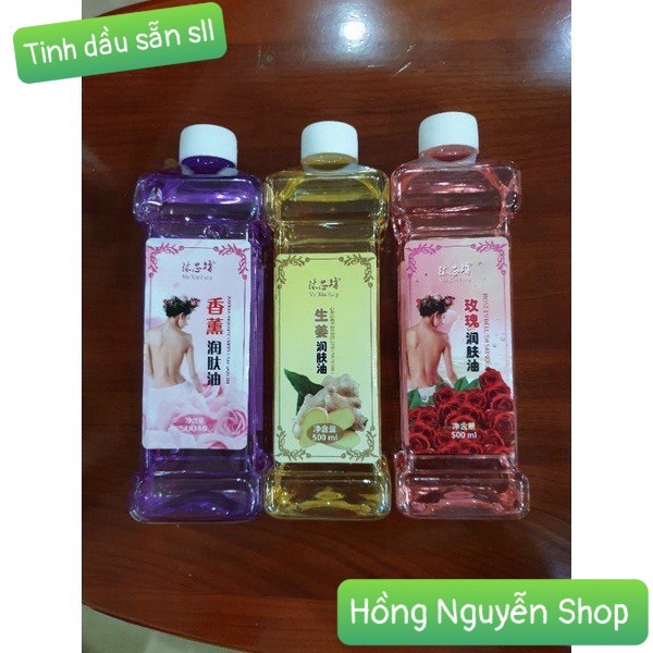 Tinh Dầu Massage Body, Dầu Gừng, Lavender, Hoa Hồng Thơm Dịu Nhẹ, Trơn Tay Có Kèm Vòi Hút