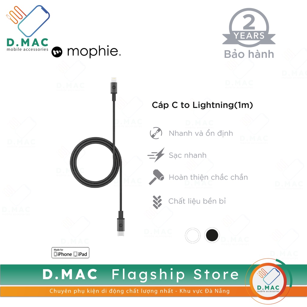 [Kèm quà tặng] Cáp Sạc iPhone USB-C to Lightning Mophie 1M - Đạt chuẩn MFI bảo hành 24 tháng