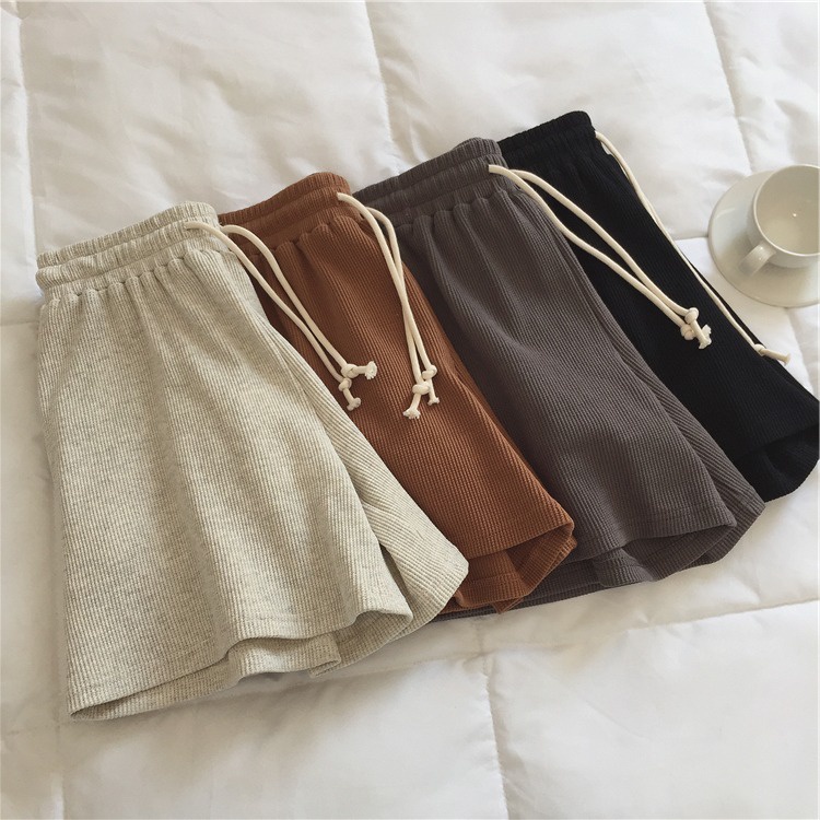 Ethelgirl Quần Short Thể Thao Nữ Lưng Cao Ống Rộng Thời Trang Hàn Quốc