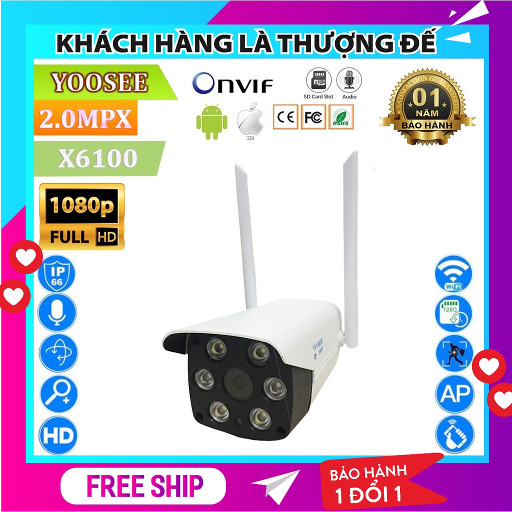 Camera Giám Sát Ngoài Trời Yoosee - 6 Led Full HD (2.0Mpx) - Hồng Ngoại Quay Đêm | BigBuy360 - bigbuy360.vn